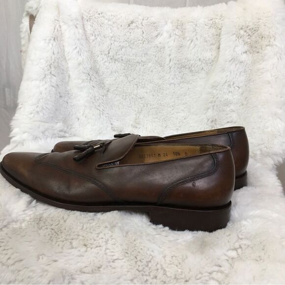 Salvatore Ferragamo Almond Toe Leather Braided Tassel Slip-On Loafer Brown 10.5 main image 4
